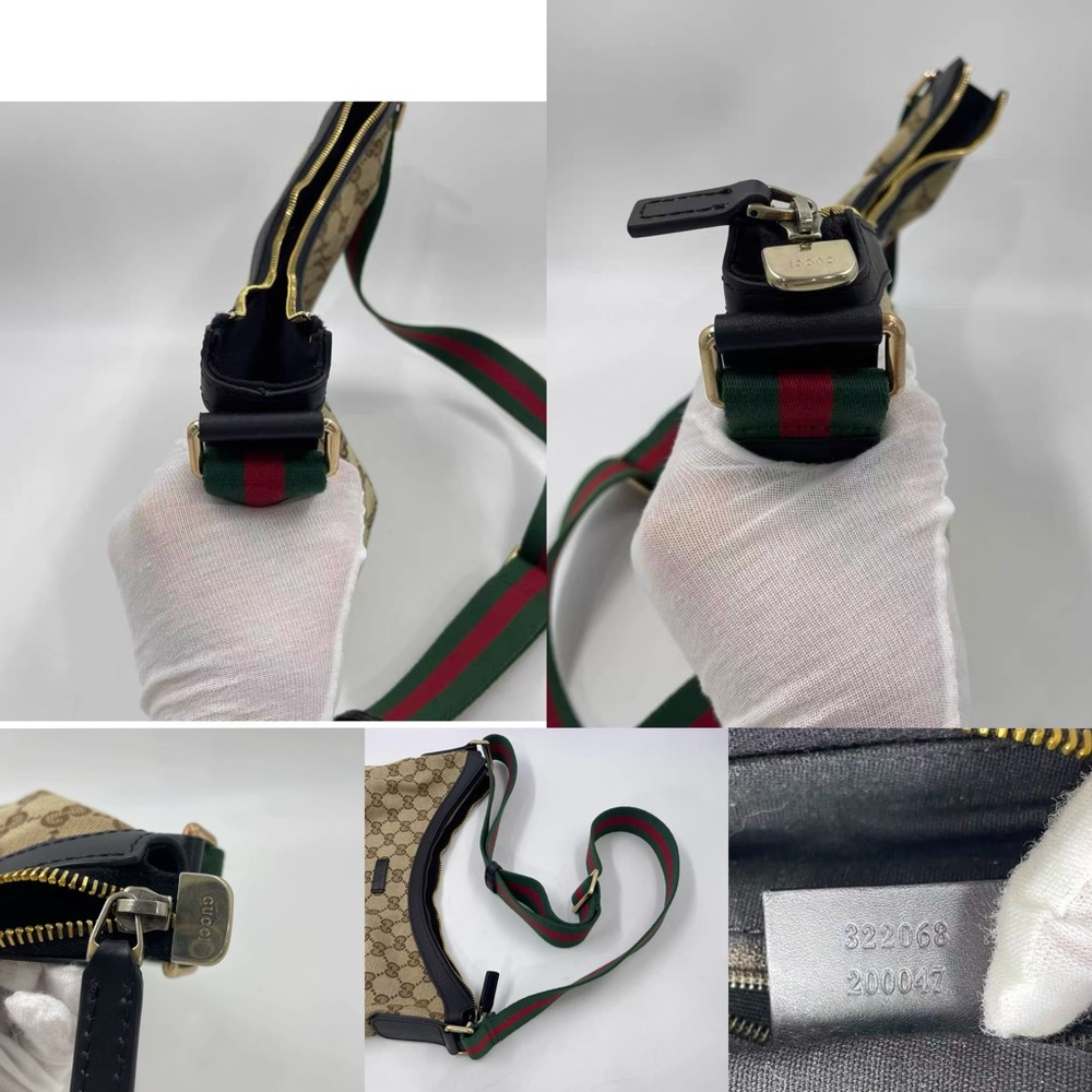 Gucci‎ GG canvas half moon hobo crossbody bag signature red and green web strap - Picture 3 of 16
